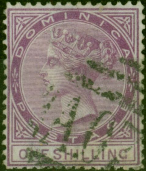 Rare Postage Stamp Dominica 1877 1s Magenta SG9 Fine Used