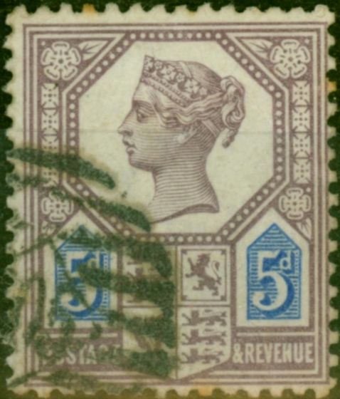Old Postage Stamp GB 1887 5d Dull Purple & Blue SG207 Die I Fine Used