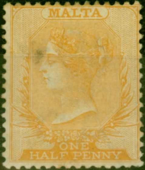 Old Postage Stamp Malta 1882 1/2d Orange-Yellow SG18 Ave MM