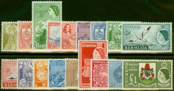 Valuable Postage Stamp Bermuda 1953-58 Set of 18 SG135-150 Fine & Fresh MM