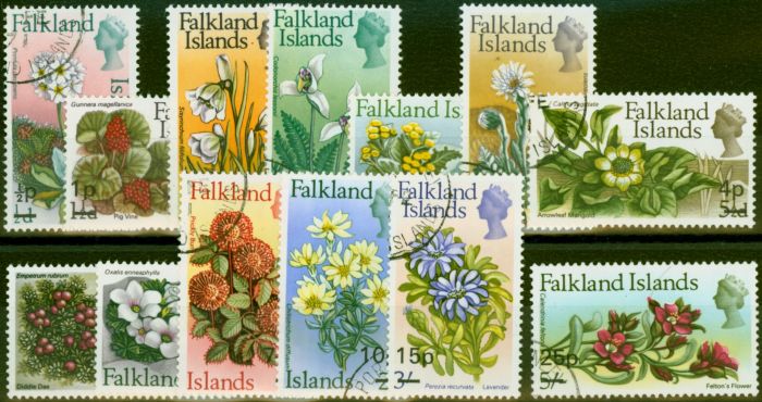 Old Postage Stamp from Falkland Islands 1971 Decimal Surch Set of 13 SG263-275 V.F.U