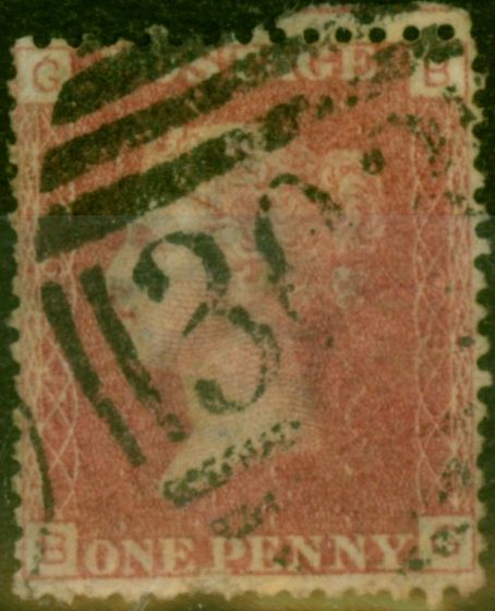 Rare Postage Stamp GB 1864 1d Red SG43 Pl 84 (B-C) Fine Used