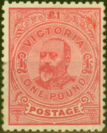 Old Postage Stamp from Victoria 1905 £1 Rose SG407 P.11 Good Mtd Mint
