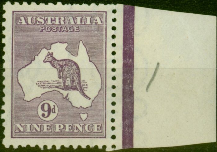 Rare Postage Stamp Australia 1916 9d Violet SG39 Fine & Fresh LMM Marginal