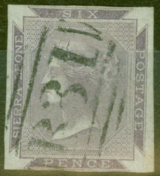 Collectible Postage Stamp from Sierra Leone 1859 6d Dull Purple Imperf Single SG1 Fine Used Freetown B31 Duplex