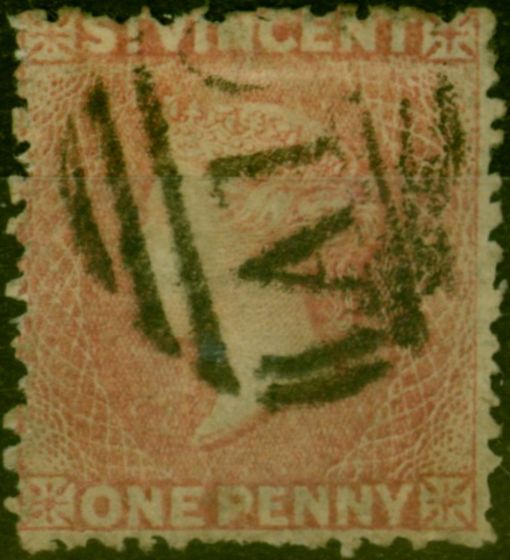 Old Postage Stamp St Vincent 1861 1d Rose-Red SG1 Fine Used