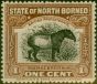 Valuable Postage Stamp North Borneo 1909 1c Chocolate-Brown SG158a P.15 Fine MM