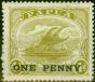 Collectible Postage Stamp Papua 1917 1d on 4d Pale Olive- Green SG109w Wmk Crown to Right of A Fine MM