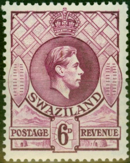 Collectible Postage Stamp Swaziland 1938 6d Deep Magenta SG34 Fine VLMM