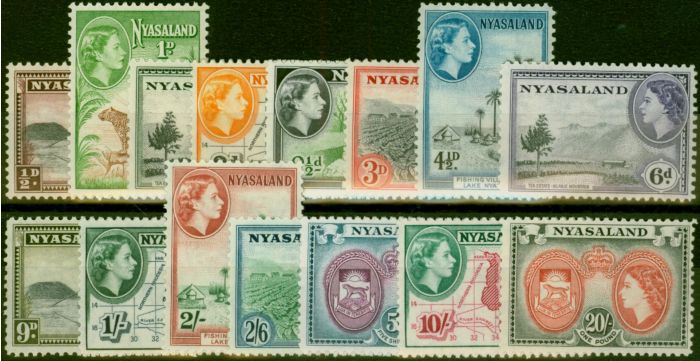 Rare Postage Stamp Nyasaland 1953 Set of 15 SG173-187 Fine VLMM