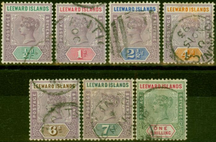 Valuable Postage Stamp Leeward Islands 1890 Set of 7 to 1s SG1-7 Fine Used