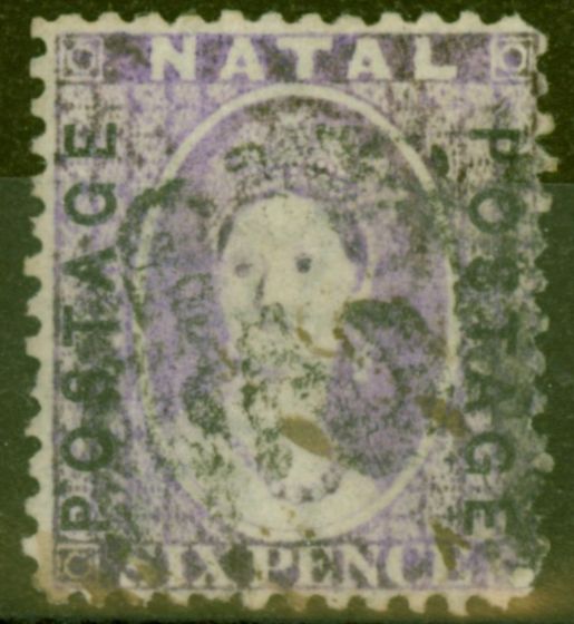 Old Postage Stamp from Natal 1873 6d Mauve SG62 Ave Used