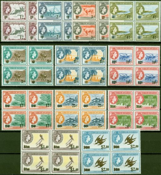 Collectible Postage Stamp from Virgin Islands 1962 set of 12 SG162-173 in Superb MNH Blocks of 4 Includes SG168a & 171a