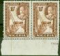 Valuable Postage Stamp from Nigeria 1936 1 1/2d Brown SG36a P. 12.5 x 13.5 Fine Lightly Mtd Mint Pair