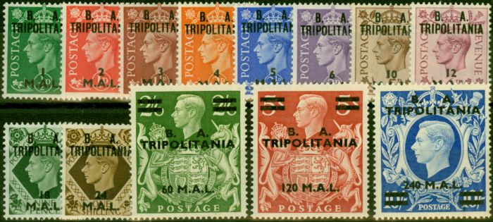 Rare Postage Stamp Tripolitania 1950 Set of 13 SGT14-T26 Fine MNH