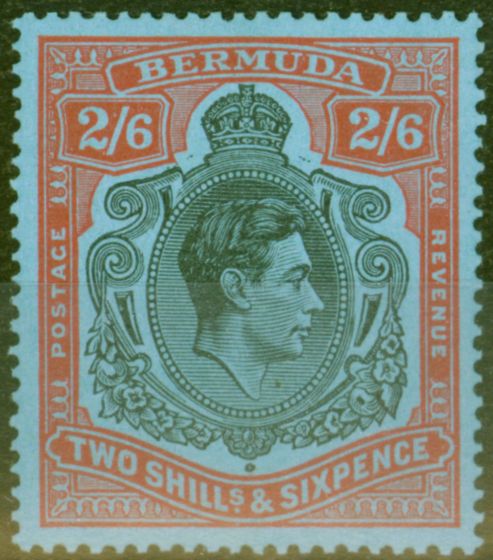 Valuable Postage Stamp from Bermuda 1938 2s6d Black & Red-Grey Blue SG117 V.F MNH