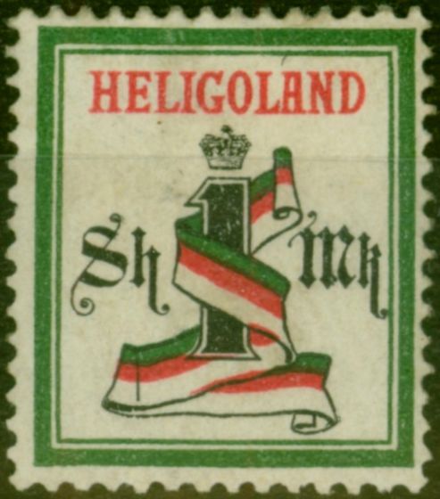 Collectible Postage Stamp Heligoland 1879 1m Deep Green Scarlet & Black SG18 Fine MM