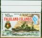 Old Postage Stamp from Falkland Islands 1974 16p H.M.S Ajax SG310w Wmk Crown to Right of CA V.F MNH