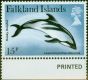 Rare Postage Stamp from Falkland Islands 1980 15p Dusky Dolphin SG375w Wmk Crown to Right of CA V.F MNH