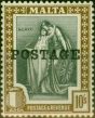 Rare Postage Stamp Malta 1926 10s Slate-Grey & Brown SG156 Fine MNH