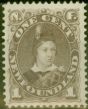 Rare Postage Stamp from Newfoundland 1880 1c Dull Grey-Brown SG44 Fine Lightly Mtd Mint