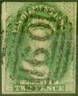 Collectible Postage Stamp from Tasmania 1857 2d Dull Emerald Green SG20 Good Used