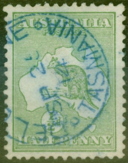Old Postage Stamp from Australia 1913 1/2d Green SG1 Superb Used DELORAINE TASMANIA SP 25 14 CDS in Blue Scarce