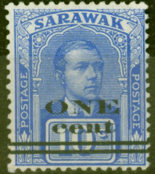 Collectible Postage Stamp from Sarawak 1923 1c on 10c Brt Blue 2nd Printing SG74c V.F Lightly Mtd Mint