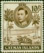 Valuable Postage Stamp Cayman Islands 1943 10s Chocolate SG126a P.14 Fine LMM