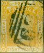 Valuable Postage Stamp from N.S.W 1853 8d Orange-Yellow SG80c No Lines in Spandrels Fine Used Scarce