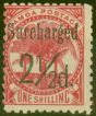 Rare Postage Stamp from Samoa 1898 2 1/2d on 1s Dull Rose-Carmine SG86 Fine Mtd Mint (11)