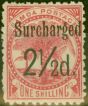 Old Postage Stamp from Samoa 1898 2 1/2d on 1s Dull Rose-Carmine SG86 Fine Mtd Mint (9)