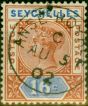 Old Postage Stamp from Seychelles 1892 16c Chestnut & Ultramarine SG13 Superb Used ANSE ROYALE CDS