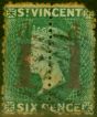 Valuable Postage Stamp St Vincent 1880 1d on Half 6d Deep Blue-Green SG28a 'Unsevered Pair' Ave Used Scarce