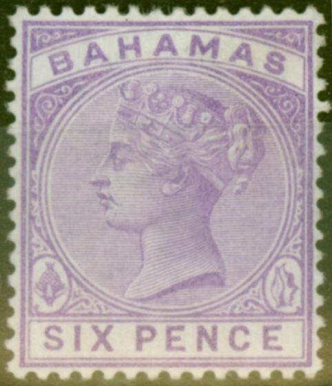 Rare Postage Stamp from Bahamas 1884 6d Mauve SG54a Malformed E Fine Mtd Mint