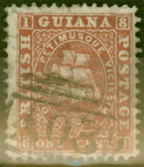Old Postage Stamp from British Guiana 1861 1c Reddish Brown SG40 Fine Used