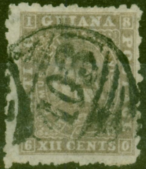 Collectible Postage Stamp from British Guiana 1866 12c Brownish Grey SG99 P.10 with Paper Makers Wmk Good Used