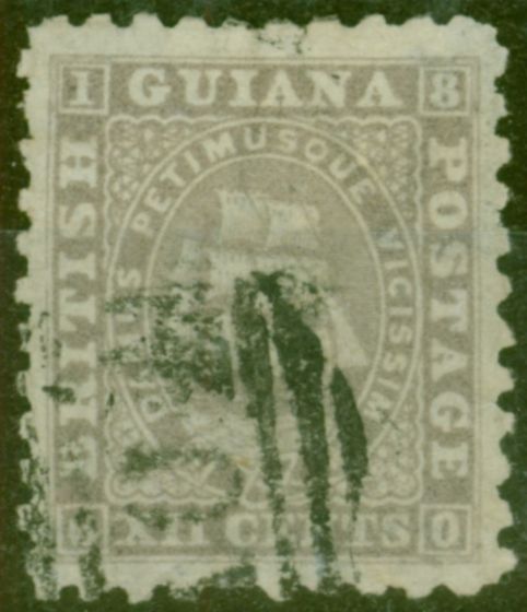 Old Postage Stamp from British Guiana 1866 12c Grey Lilac SG98 P.10 Fine Used
