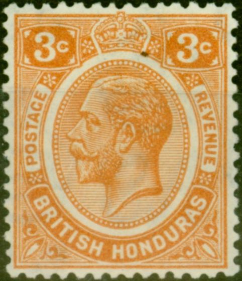 Valuable Postage Stamp British Honduras 1933 3c Orange SG129 Fine LMM