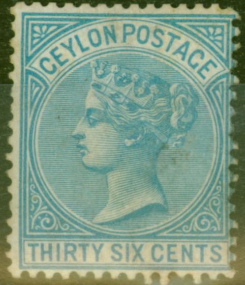 Valuable Postage Stamp from Ceylon 1872 36c Blue SG129 Ave Mtd Mint