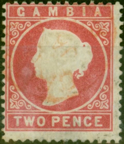 Rare Postage Stamp Gambia 1880 2d Rose SG13b Good Used
