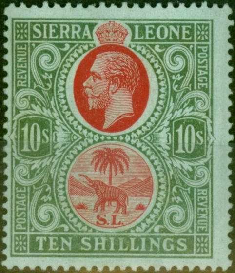 Collectible Postage Stamp Sierra Leone 1912 10s Carnine & Blue-Green-Green SG127a Fine MM