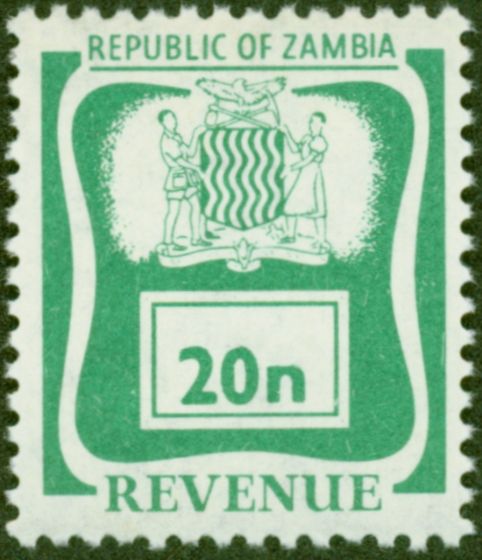 Collectible Postage Stamp from Zambia 1968 20n Green Revenue Stamp V.F MNH