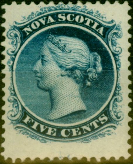 Collectible Postage Stamp from Nova Scotia 1860 5c Blue SG25 Fine & Fresh Unused