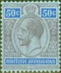 Rare Postage Stamp from British Honduras 1913 50c Purple & Blue-Blue SG107 Fine Mtd Mint