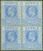 Valuable Postage Stamp from Gambia 1905 2 1/2d Brt Blue SG60 Fine Lightly Mtd Mint Block of 4