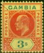 Valuable Postage Stamp Gambia 1905 3s Carmine & Grn-Yellow SG56Var 'Slotted Frame' Fine & Fresh MM