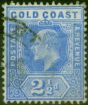 Collectible Postage Stamp Gold Coast 1907 2 1/2d Blue SG62Var in Partical Repaired State Good Used Scarce