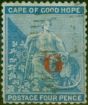 Rare Postage Stamp Griqualand West 1877 4d Blue SG6c Type 3 Fine Used