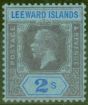 Old Postage Stamp from Leeward Islands 1922 2s Purple & Blue-Blue SG74 Fine Very Lightly Mtd Mint